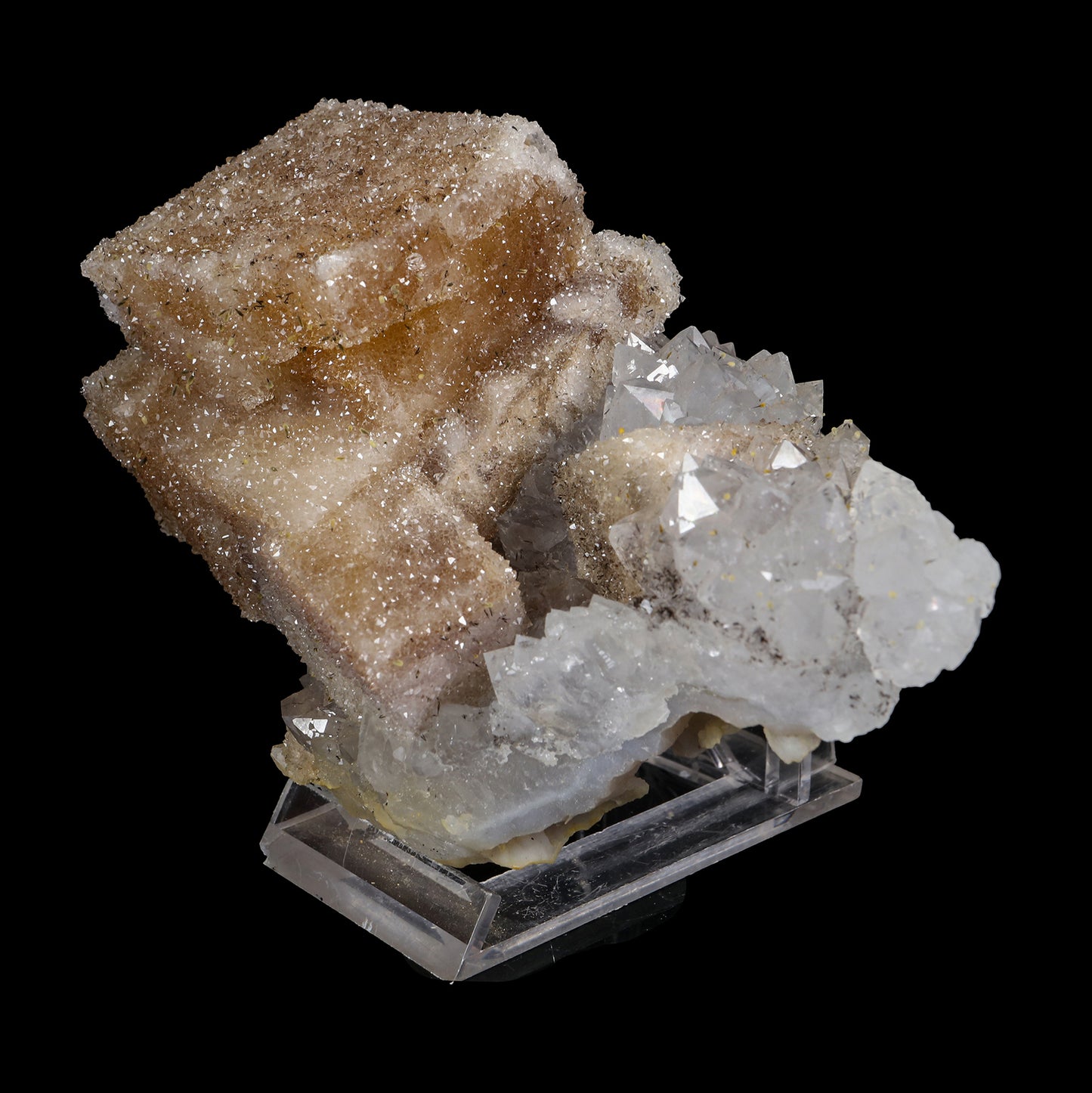Calcite with Quartz-Coating on Iridescent Quartz (Anandalite) Matrix - Rare Jalgaon Collector Specimen # B 7210