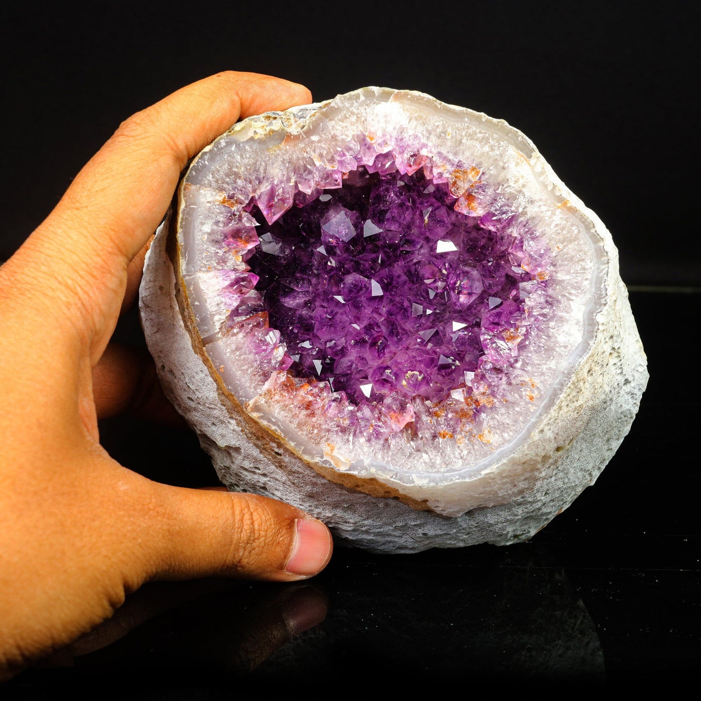 Amethyst Sparkling Crystals Geode in two Half's Natural Mineral Specimen # B 6780 Amethsty Superb Minerals 