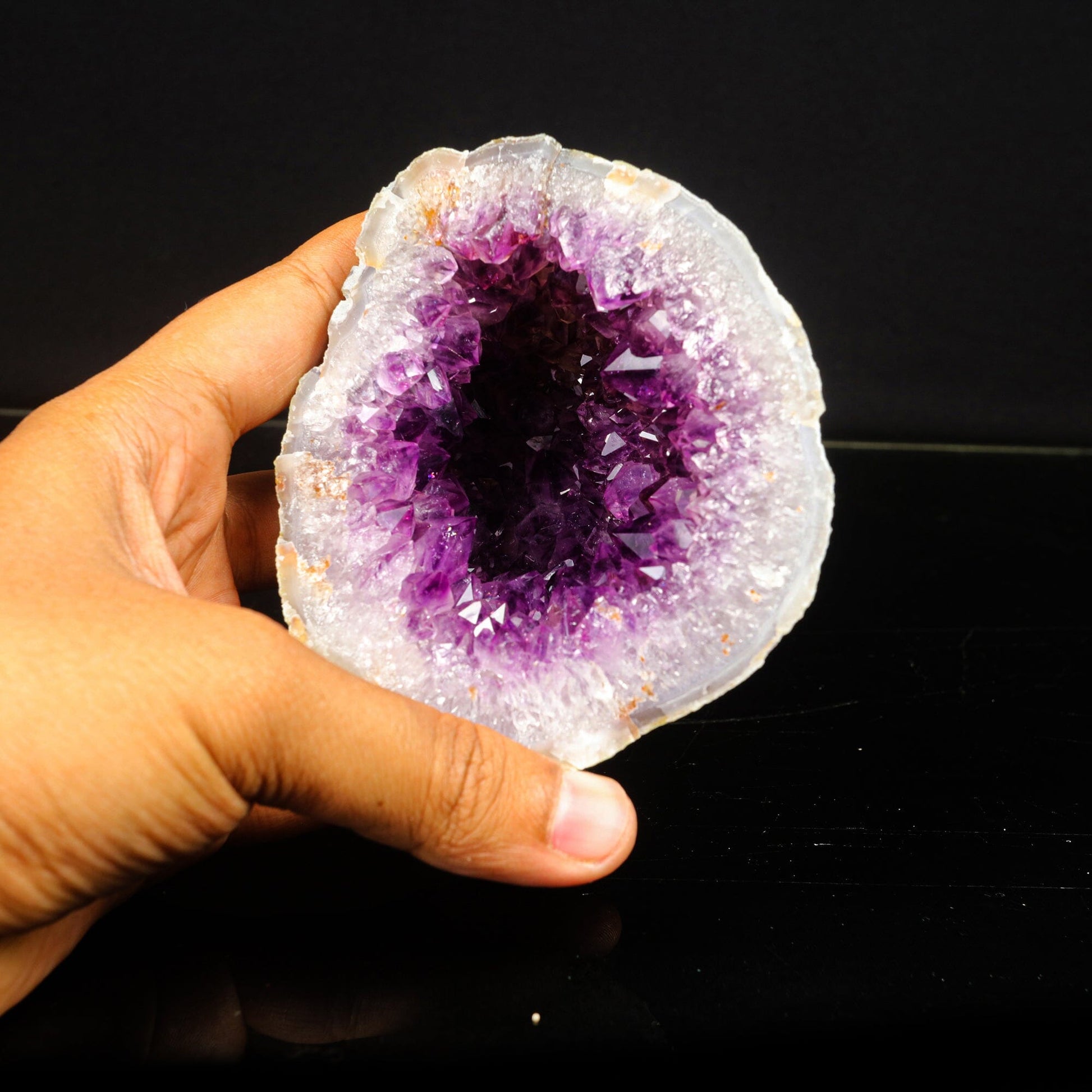 Amethyst Sparkling Crystals Geode in two Half's Natural Mineral Specimen # B 6780 Amethsty Superb Minerals 