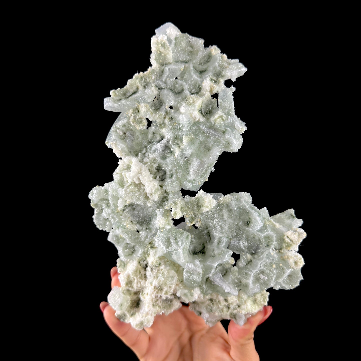 Green Apophyllite with Cotton-Ball Mordenite & Stilbite - Raw Indian Zeolite Cluster from Ahilyanagar ,India # DKT146 Apophyllite Superb Minerals