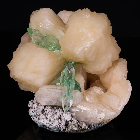 Green Apophyllite with Stilbite Natural Mineral Specimen # B 6850