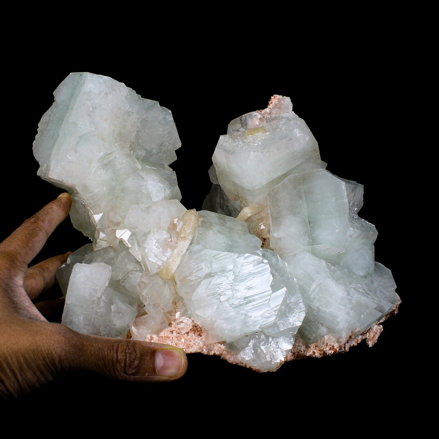 Huge Green Apophyllite Cubes with Heulandite – Freestanding Natural Mineral Specimen from Nashik # B 7177 Apophylite Superb Minerals