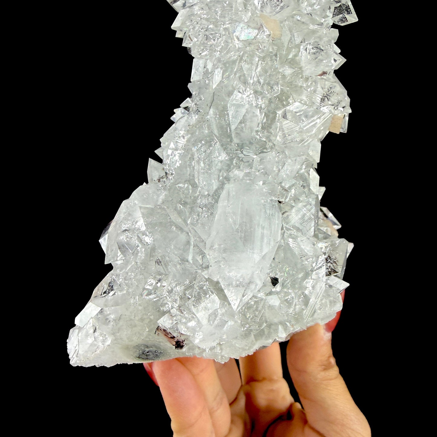 Icy Clear Apophyllite Cluster with Stilbite – Zeolite Mineral from Jalgaon,India # DKT127 Apophyllite Superb Minerals