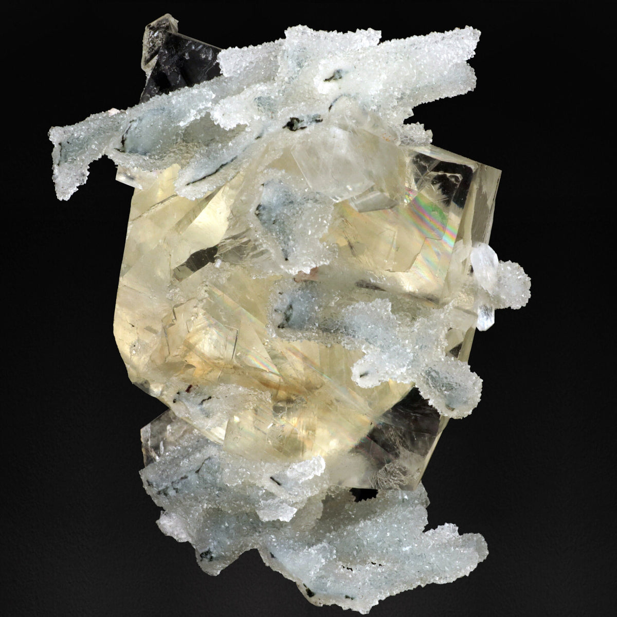 Calcite with Stilbite on Chalcedony - #20T21