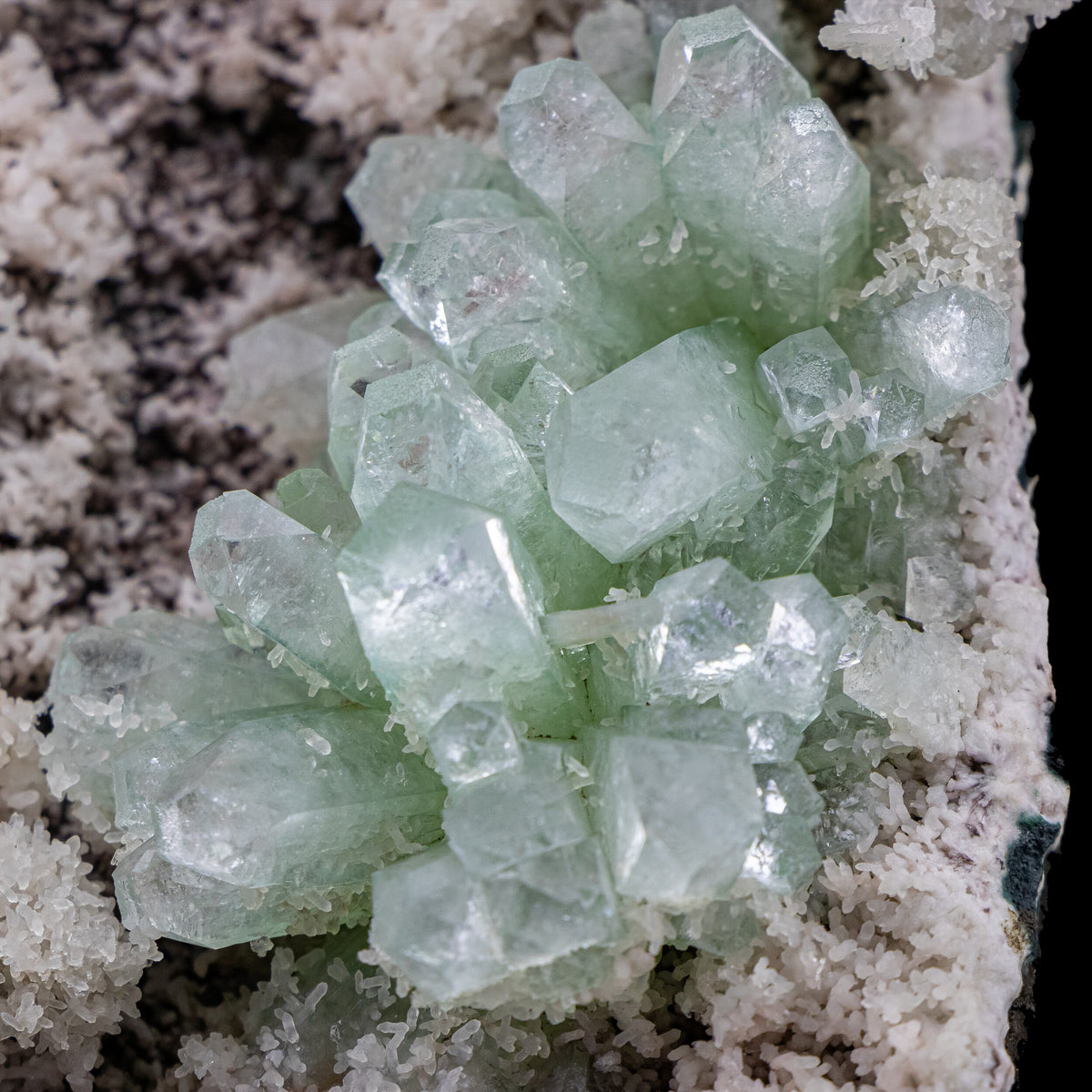 Green Apophyllite Clustered with Stilbite Inclusion - #C5
