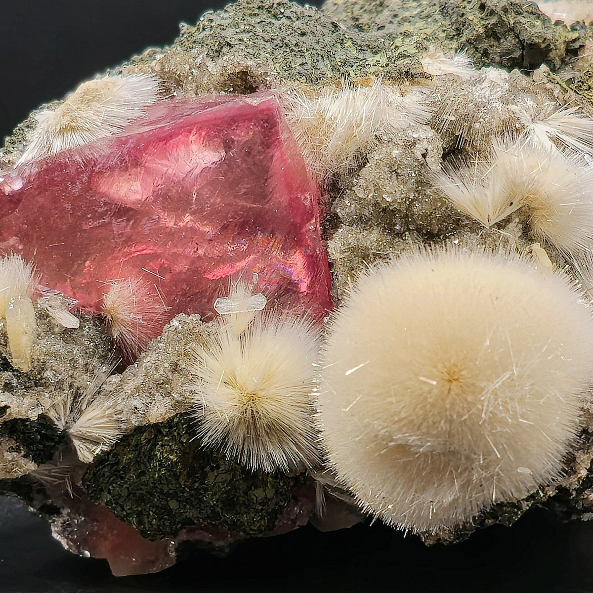Rare Huge Moldy Raspberry Calcite with Mesolite Natural Mineral Specimen. # GG5