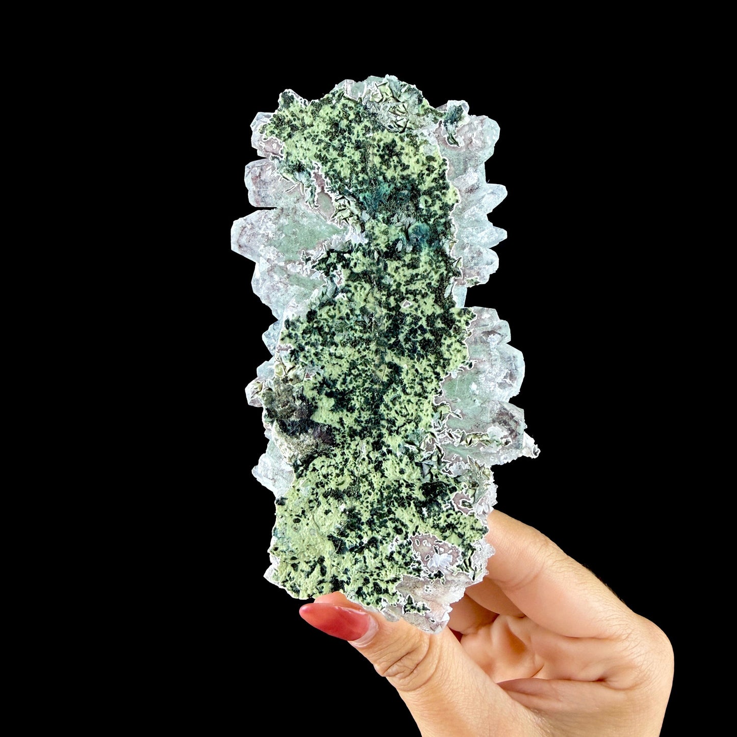 Lustrous Green Apophyllite Crystal Cluster on Stilbite Matrix - Natural Indian Mineral Specimen from Chhatrapati Sambhaji Nagar # DKT144 Apophyllite Superb Minerals