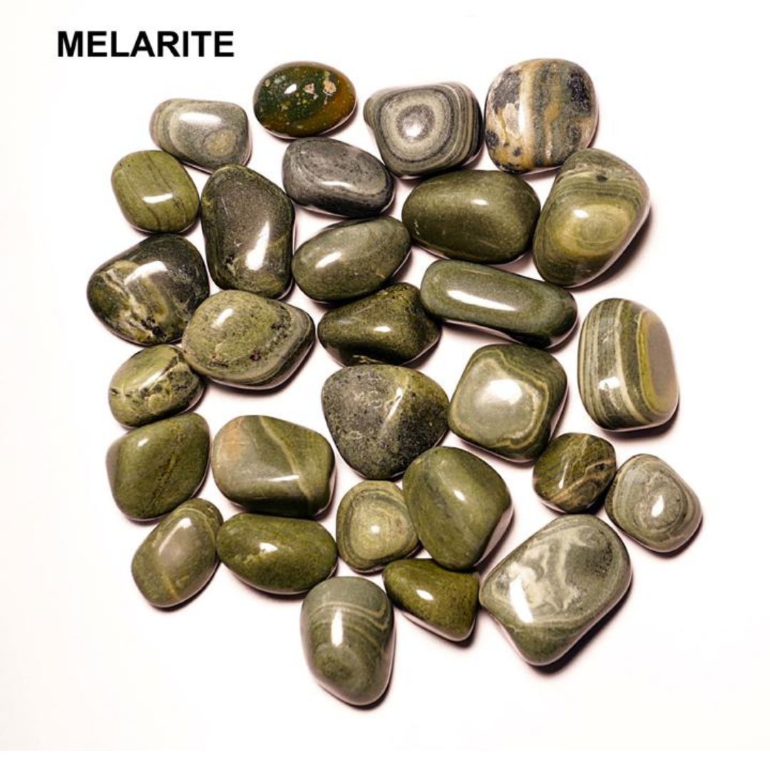 Melarite Tumbled Stones – 1 lb Bulk Bag | Polished Banded Green Stones Tumble Superb Minerals