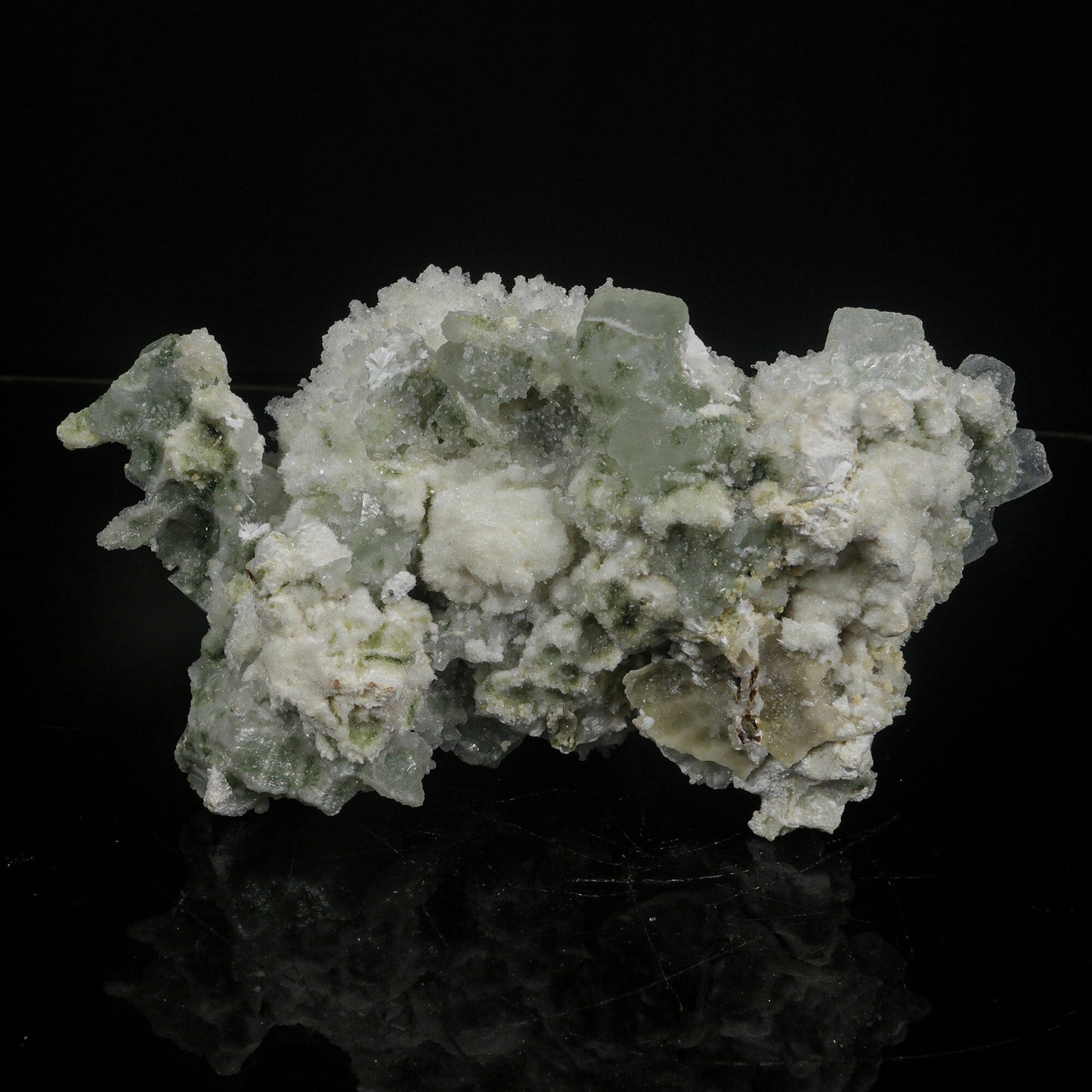 Mordenite with Green Apophyllite – Rare Indian Zeolite Mineral Specimen # B 7084 Mordenite Superb Minerals