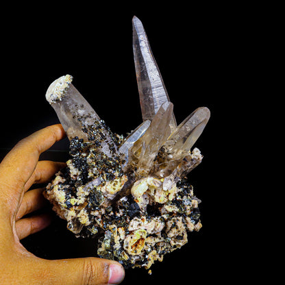 Quartz Spear with Rare Hexagon Mica with Feldspar Natural Mineral Specimen # B 6817 QUARTZ Superb Minerals 