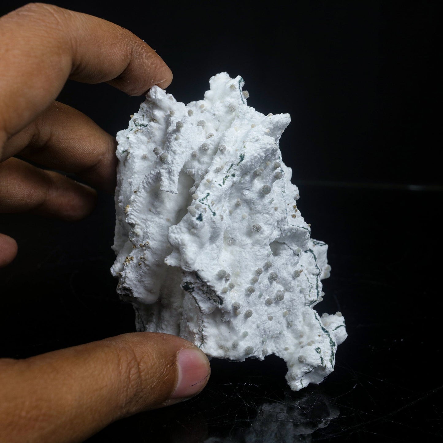 Rare Green Chalcedony on Okenite – Fibrous Indian Zeolite Mineral Specimen # B 7105 Okenite Superb Minerals