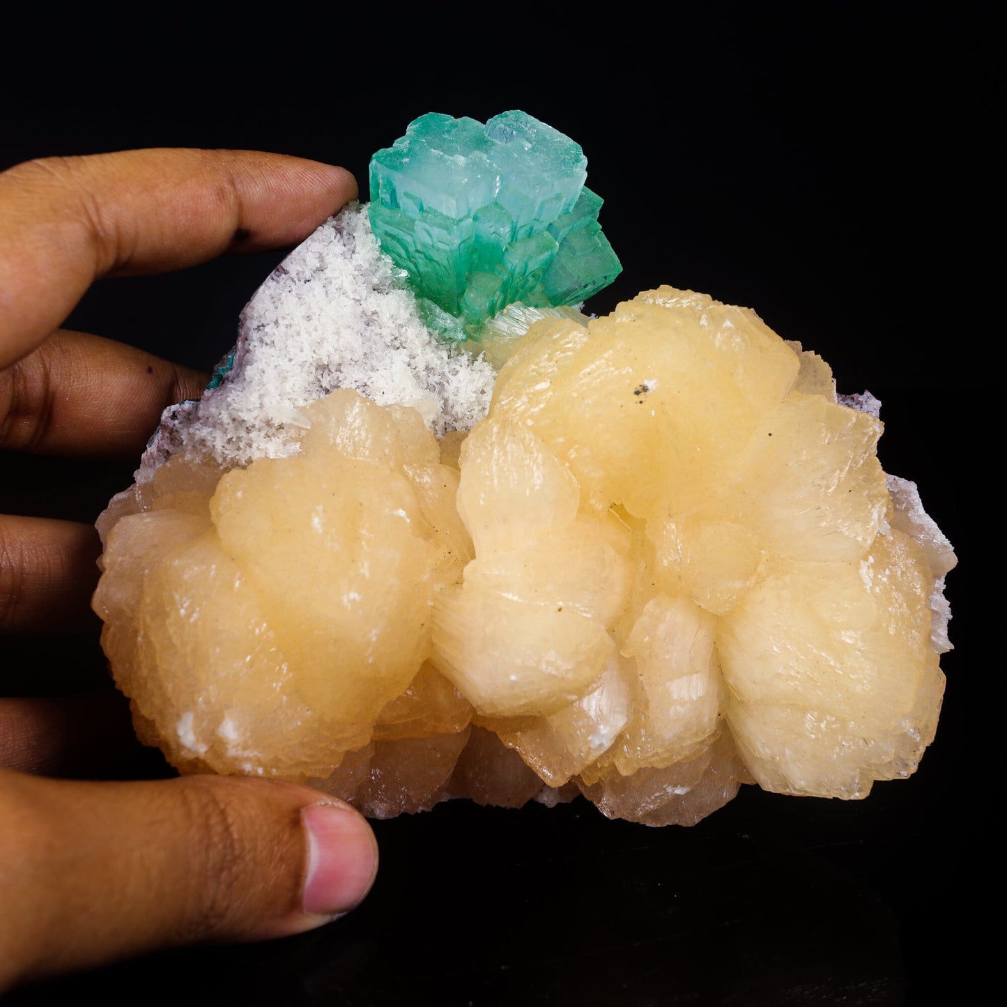 Rare Green Floral Apophyllite with Stilbite Natural Mineral Specimen # B 6968 Apohyllite Superb Minerals