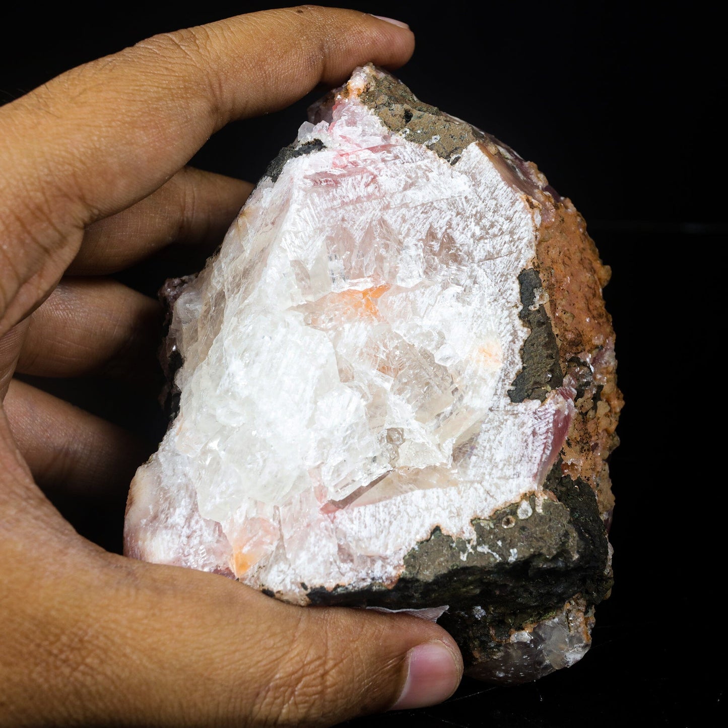 Rare Huge Moldy Raspberry Calcite with Mesolite Natural Mineral Specimen. # 7042