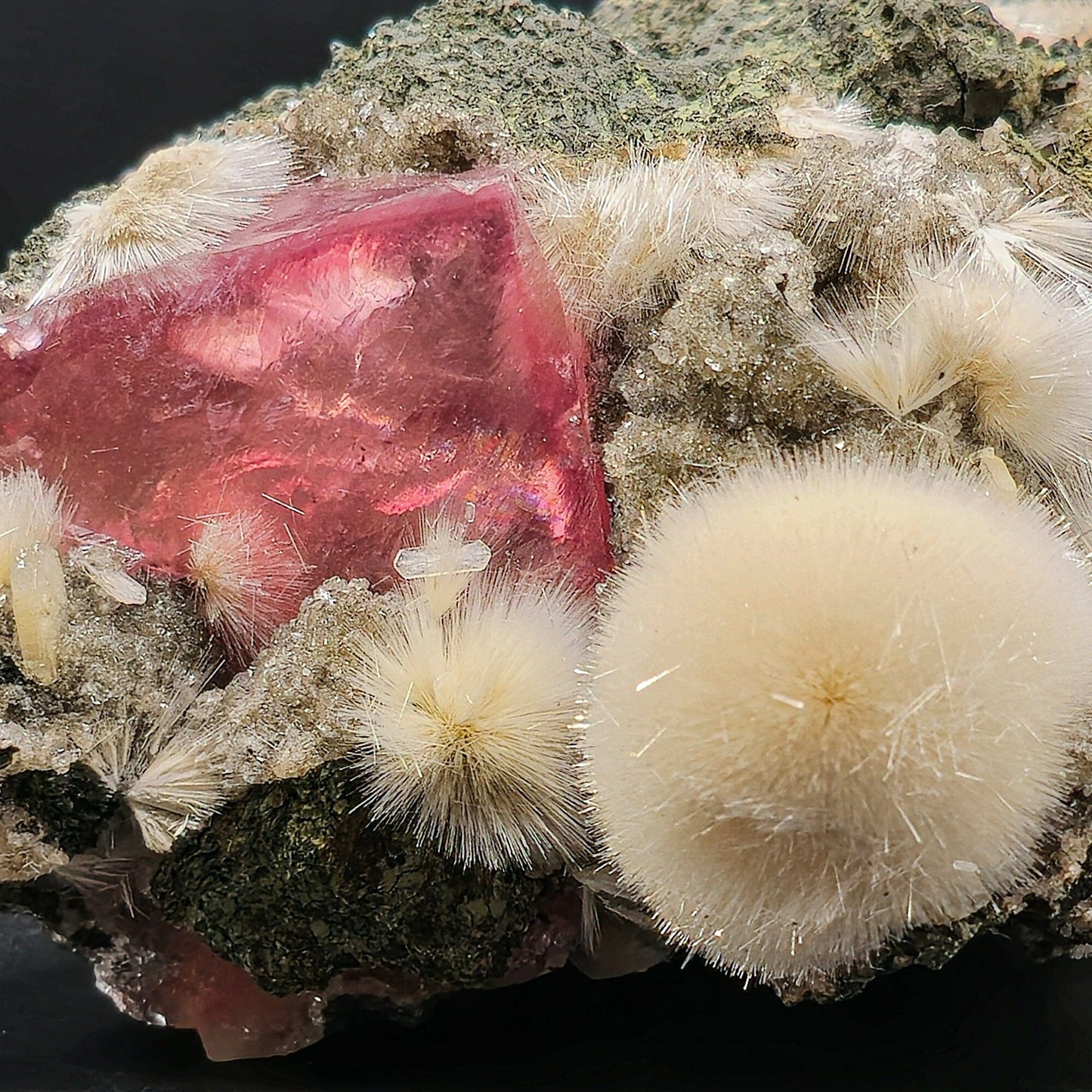 Rare Huge Moldy Raspberry Calcite with Mesolite Natural Mineral Specimen. # GG5 Calcite Superb Minerals
