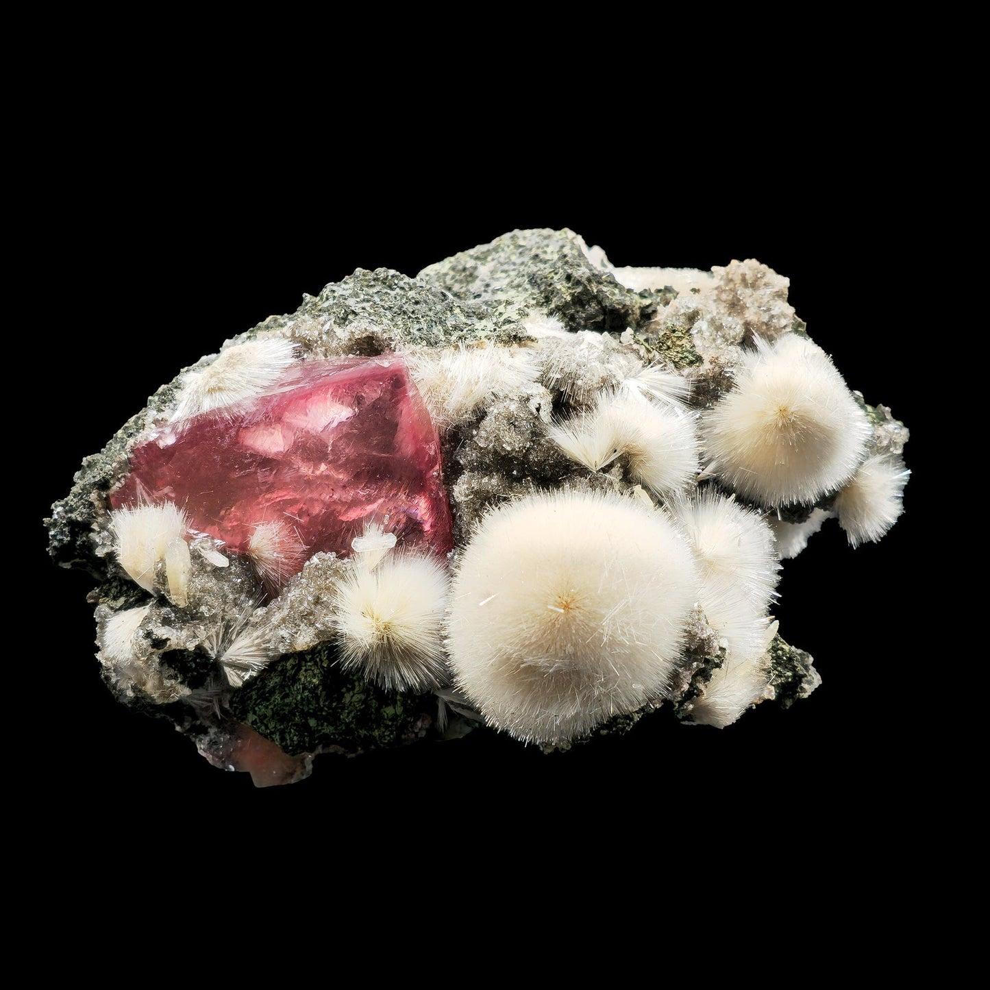 Rare Huge Moldy Raspberry Calcite with Mesolite Natural Mineral Specimen. # GG5 Calcite Superb Minerals