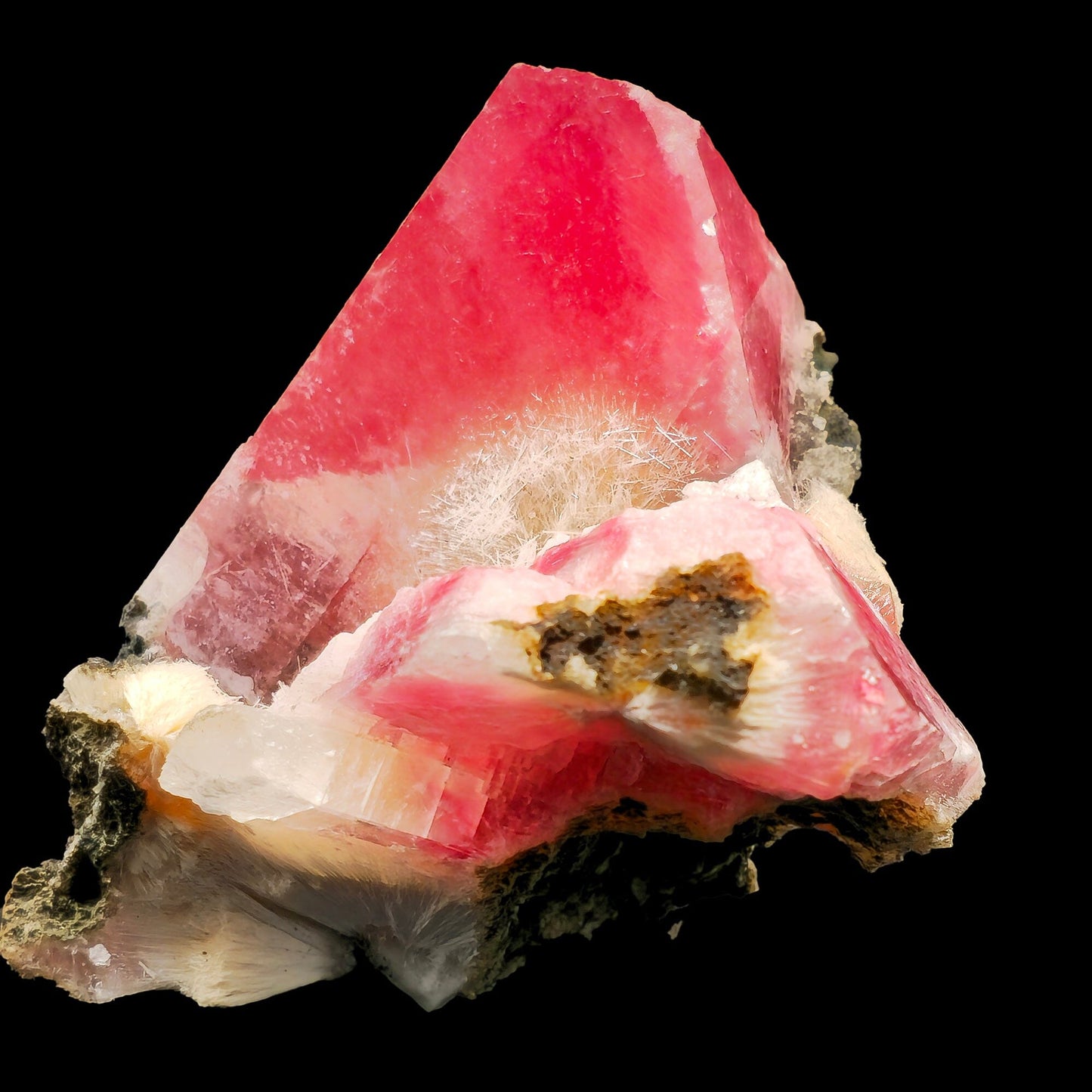 Rare Huge Moldy Raspberry Calcite with Mesolite Natural Mineral Specimen. # GG6 Calcite Superb Minerals