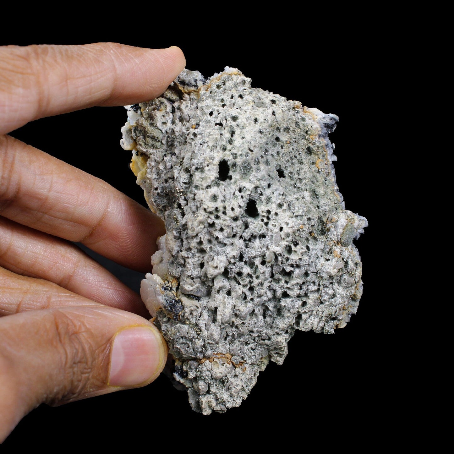 Rare Iridescent Pyrite with Calcite , Babingtonite – UV Reactive Collector Display Mineral Specimen from Mumbai # B 7166 Pyrite Superb Minerals