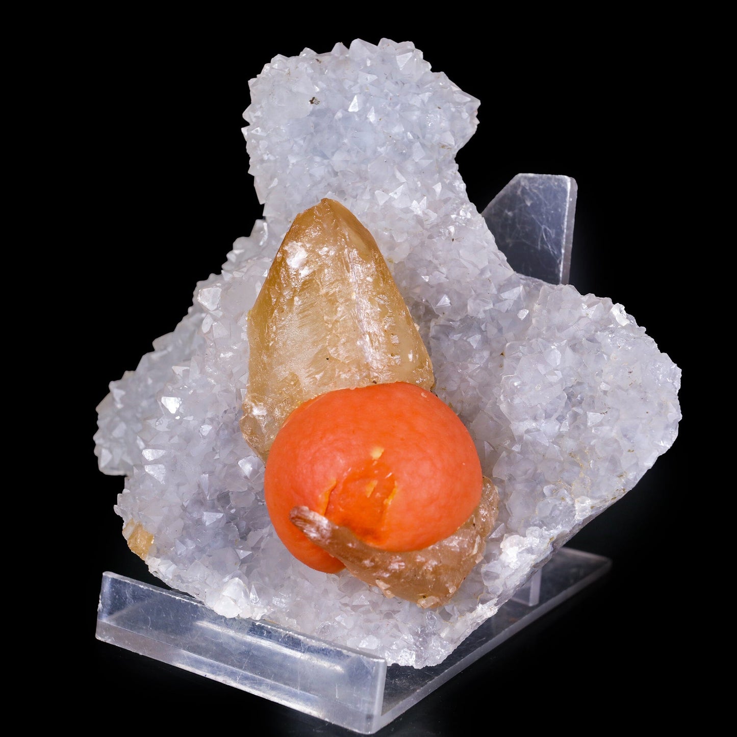 Rare Red Botryoidal Fluorite with Dog Tooth UV Calcite, Natural Mineral Specimen # B 6844 Fluorite Superb Minerals