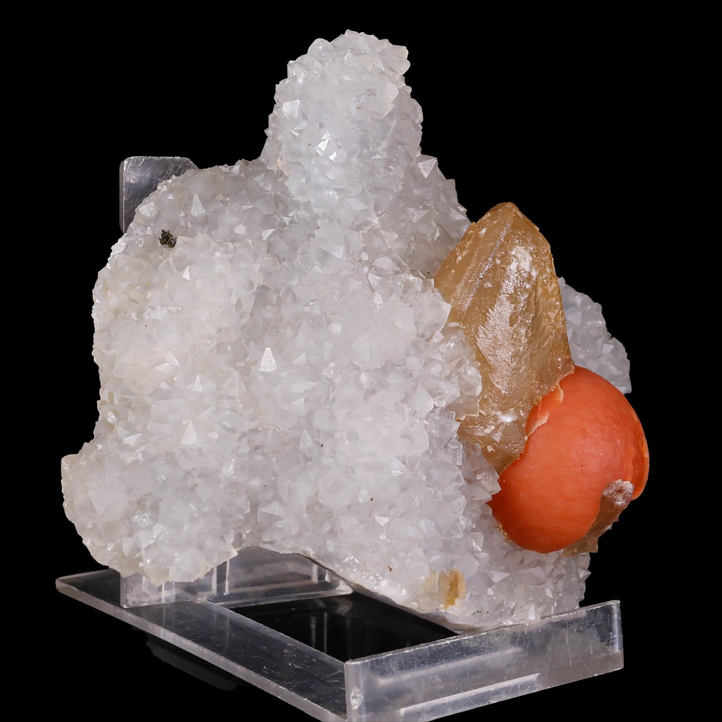 Rare Red Botryoidal Fluorite with Dog Tooth UV Calcite, Natural Mineral Specimen # B 6844 Fluorite Superb Minerals