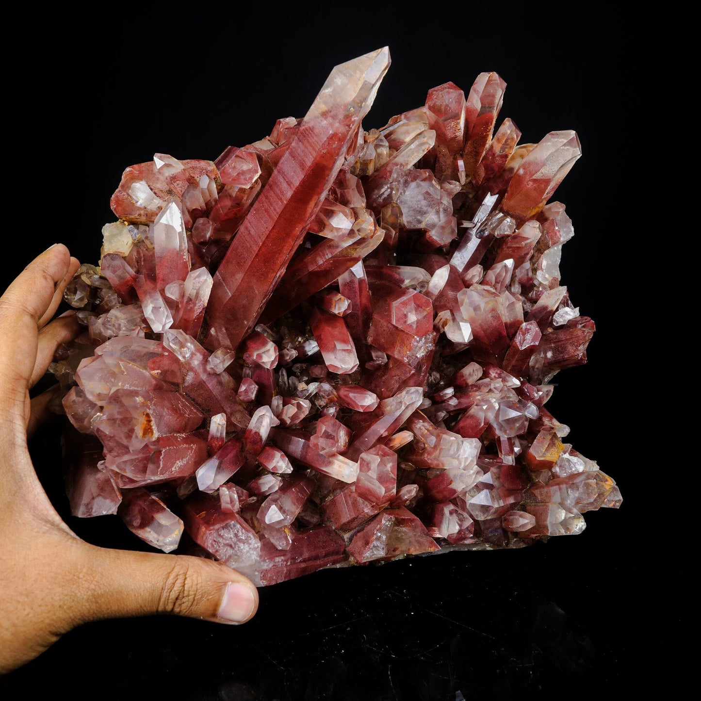 Red Phantom Quartz Cluster Natural Mineral Specimen # B 7053 Thomsonite Superb Minerals