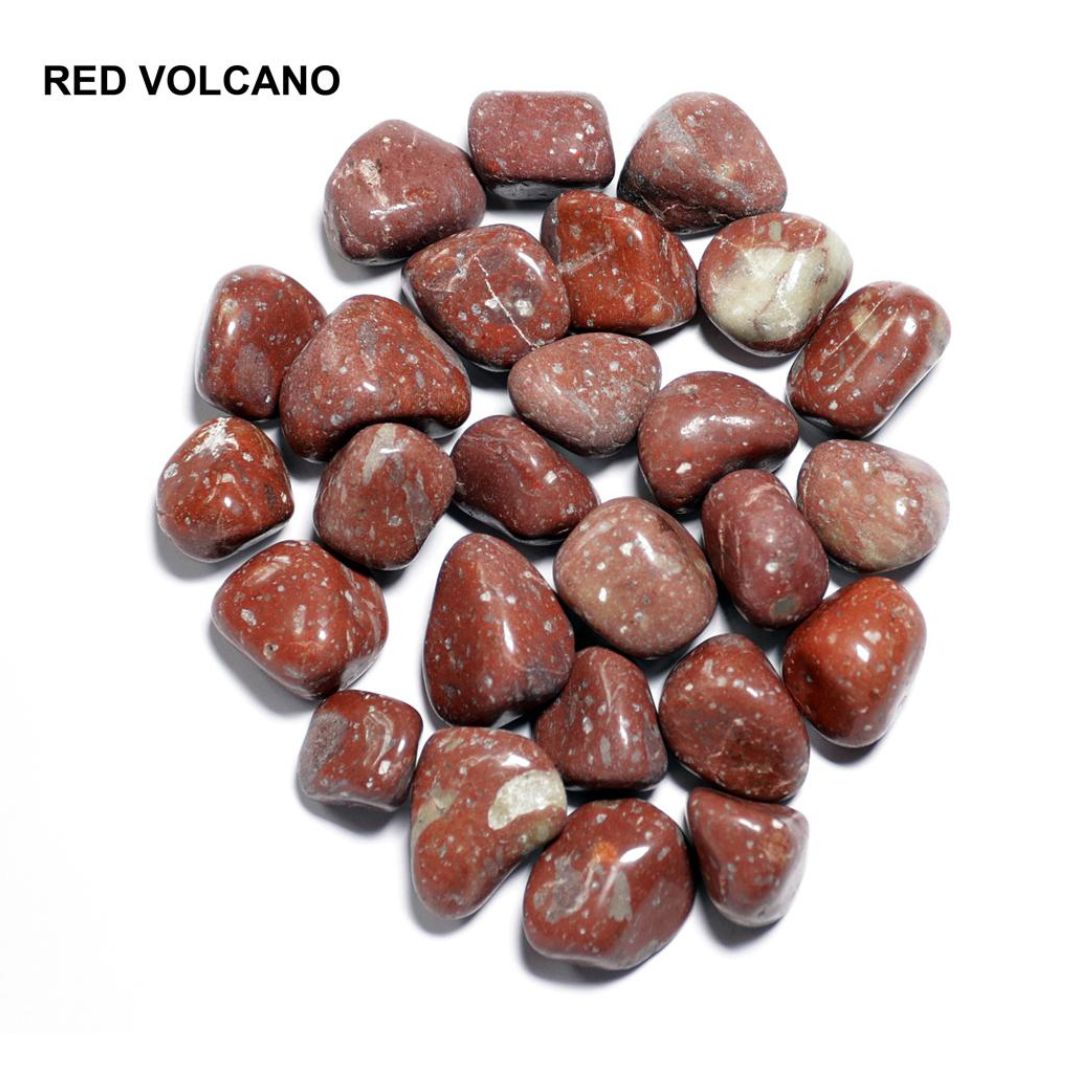 Red Volcano Tumbled Stones – 1 lb Bulk Bag | Polished Speckled Red Stones Tumble Superb Minerals