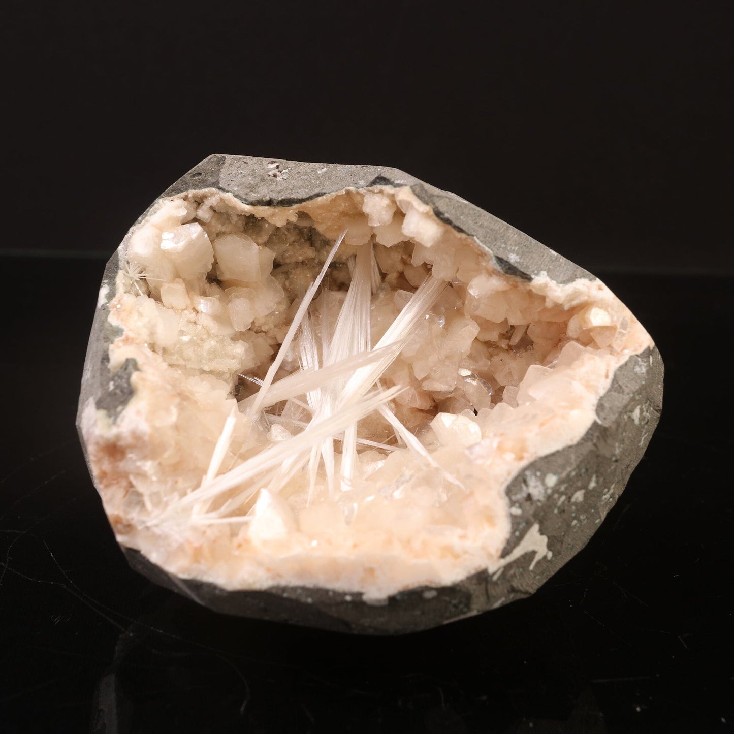 Scolecite Heulandite Geode Natural Mineral Specimen # B 6748 Scoleccite Superb Minerals 