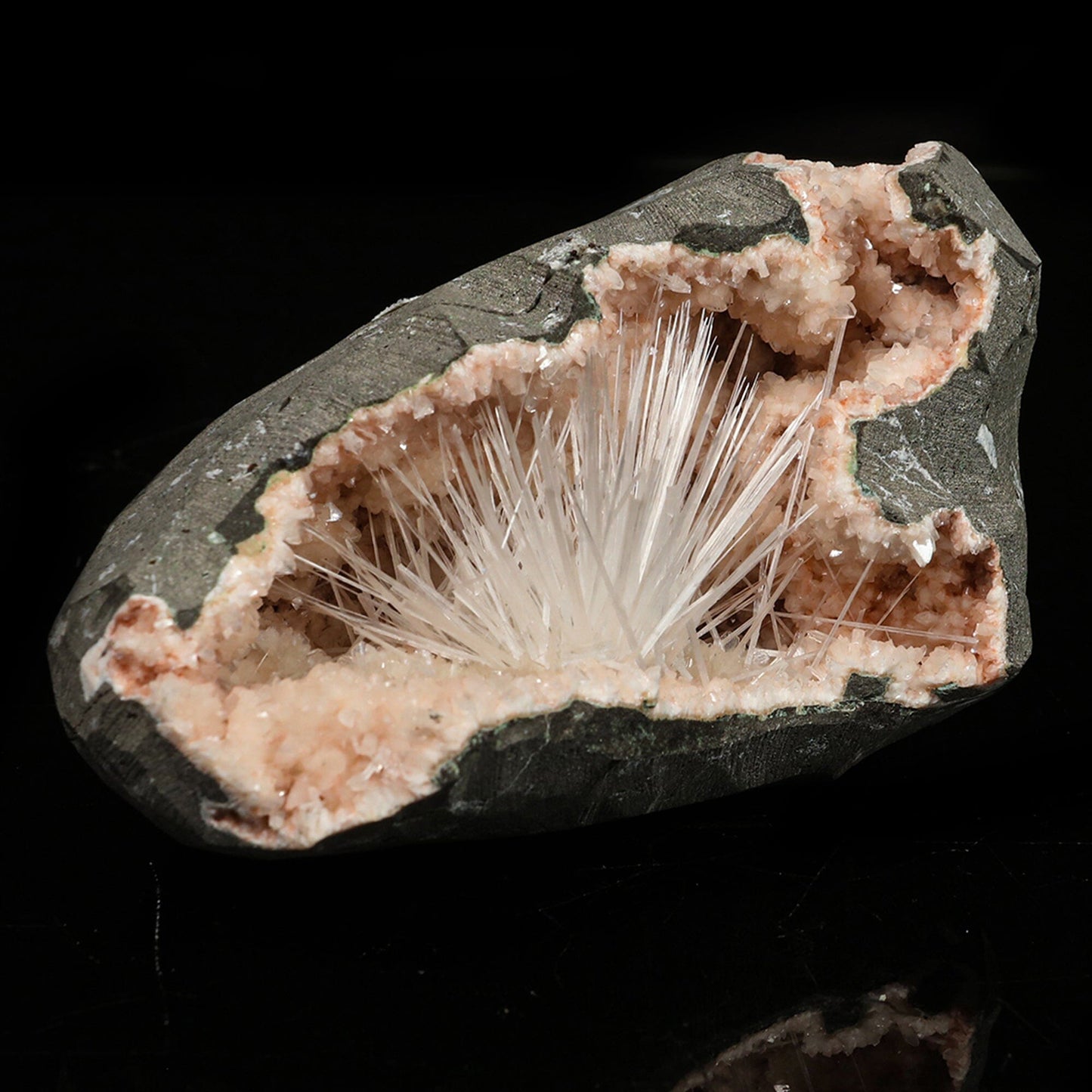 Scolecite in Heulandite Geode Natural Mineral Specimen # B 6771 Scoleccite Superb Minerals