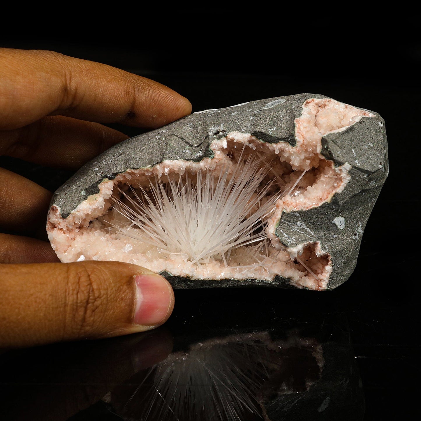 Scolecite in Heulandite Geode Natural Mineral Specimen # B 6771 Scoleccite Superb Minerals