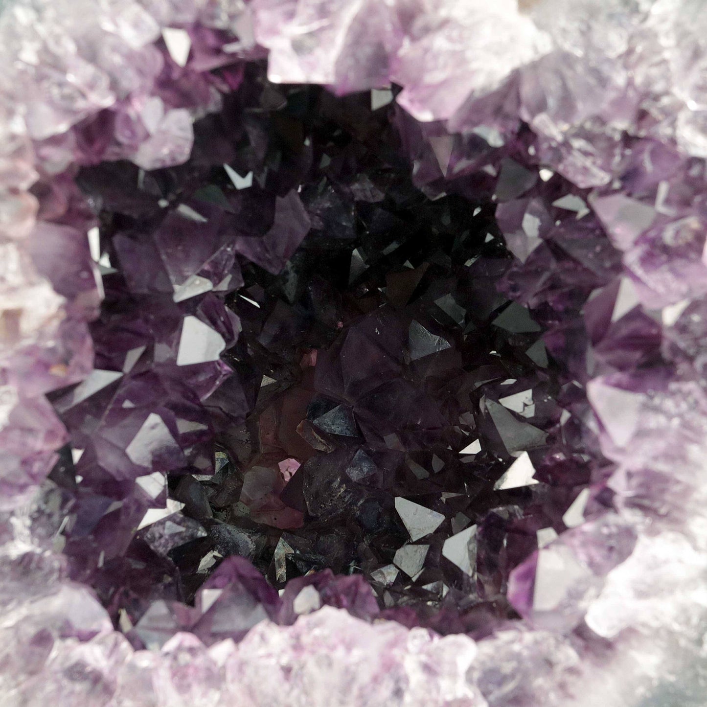 Amethyst Dark Purple Crystals Geode Natural Mineral Specimen # B 4648  https://www.superbminerals.us/products/amethyst-dark-purple-crystals-geode-natural-mineral-specimen-b-4648  Features: A Geode encrusted with beautiful, transparent Amethyst Quartz crystals in deep purple. Amethyst's vivid purple is unlike anything else on the market, and this piece is no exception. Aesthetic, with excellent colour and shine, and at a great price. It is in good shape. Primary Mineral(s): Amethys