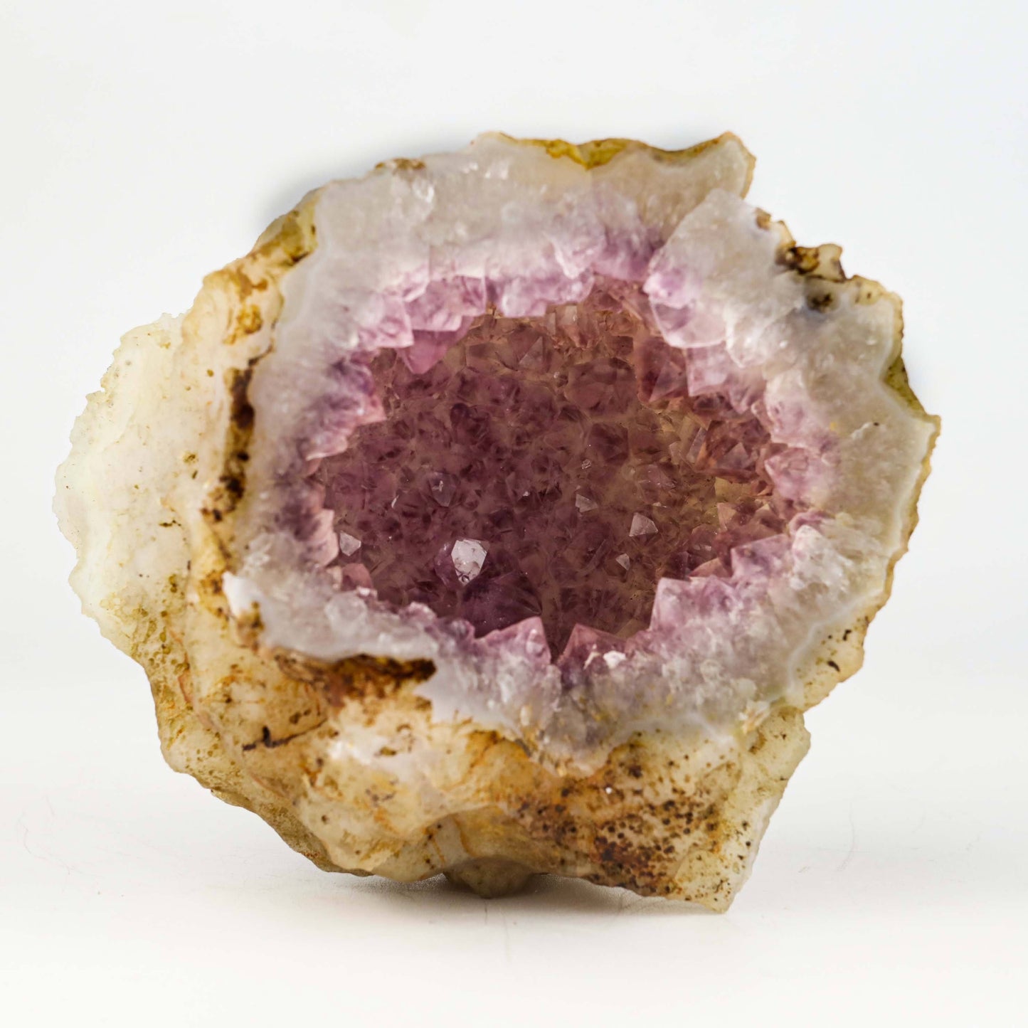 Amethyst Purple Crystals Geode (2 Halves ) Natural Mineral Specimen #… https://www.superbminerals.us/products/amethyst-purple-crystals-geode-2-halves-natural-mineral-specimen-b-4936 Features: An extremely stylish piece highlighting two parts of an Amethyst Geode. The Amethyst crystals are on a Quartz which itself is on layers of clear, dark/blue Chalcedony. The tone, shine and differentiation is astonishing. Furthermore, to see two coordinated parts showed is an eye-catcher.
