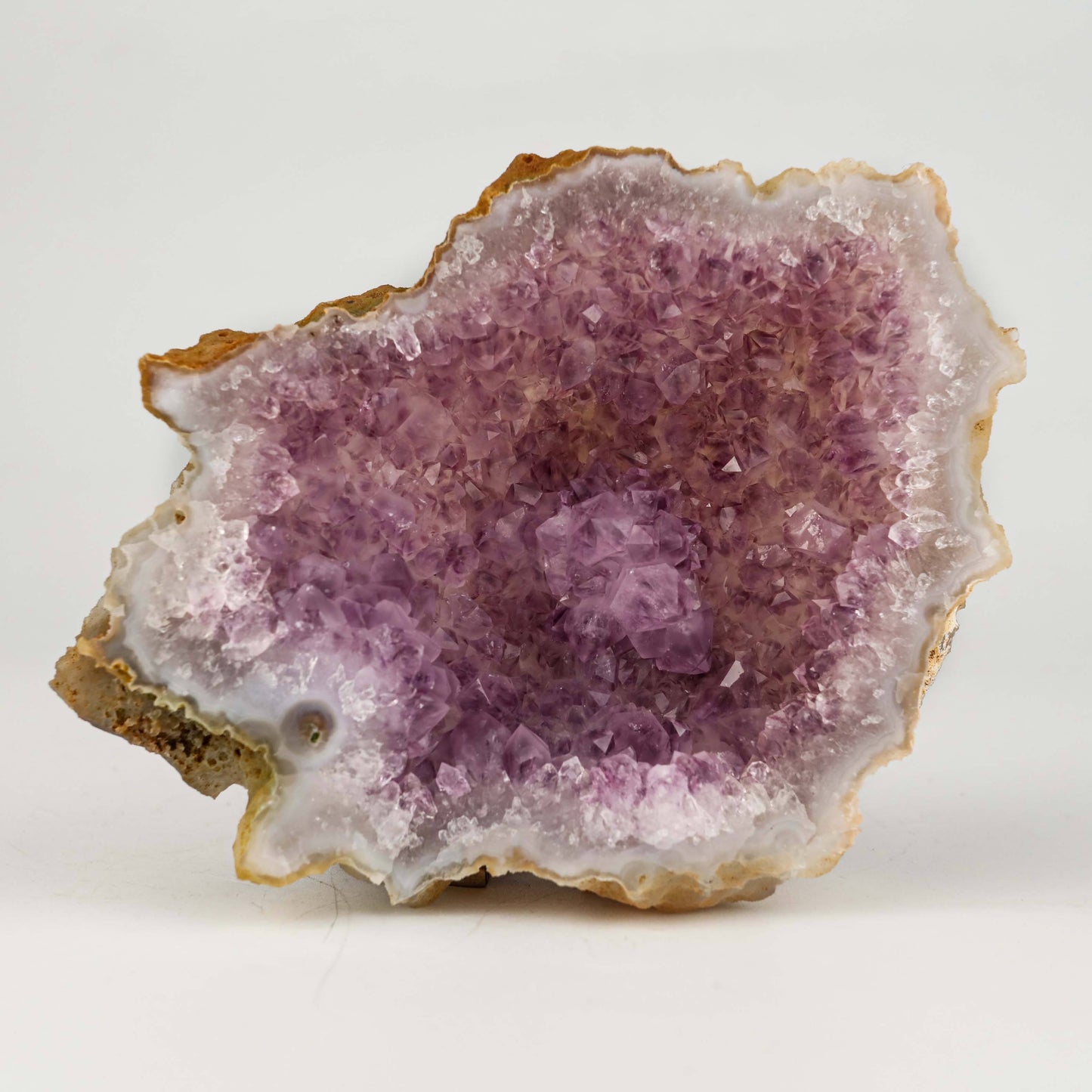 Amethyst Purple Crystals Geode (2 Halves ) Natural Mineral Specimen #… https://www.superbminerals.us/products/amethyst-purple-crystals-geode-2-halves-natural-mineral-specimen-b-4941 Features: An extremely stylish piece highlighting two parts of an Amethyst Geode. The Amethyst crystals are on a Quartz which itself is on layers of clear, dark/blue Chalcedony. The tone, shine and differentiation is astonishing. Furthermore, to see two coordinated parts showed is an eye-catcher. At the point when