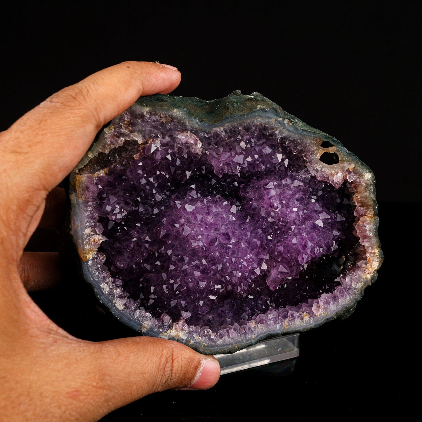 Amethyst Sparkling Crystals Geode in Half Natural Mineral Specimen # B 6584 Amethyst Superb Minerals