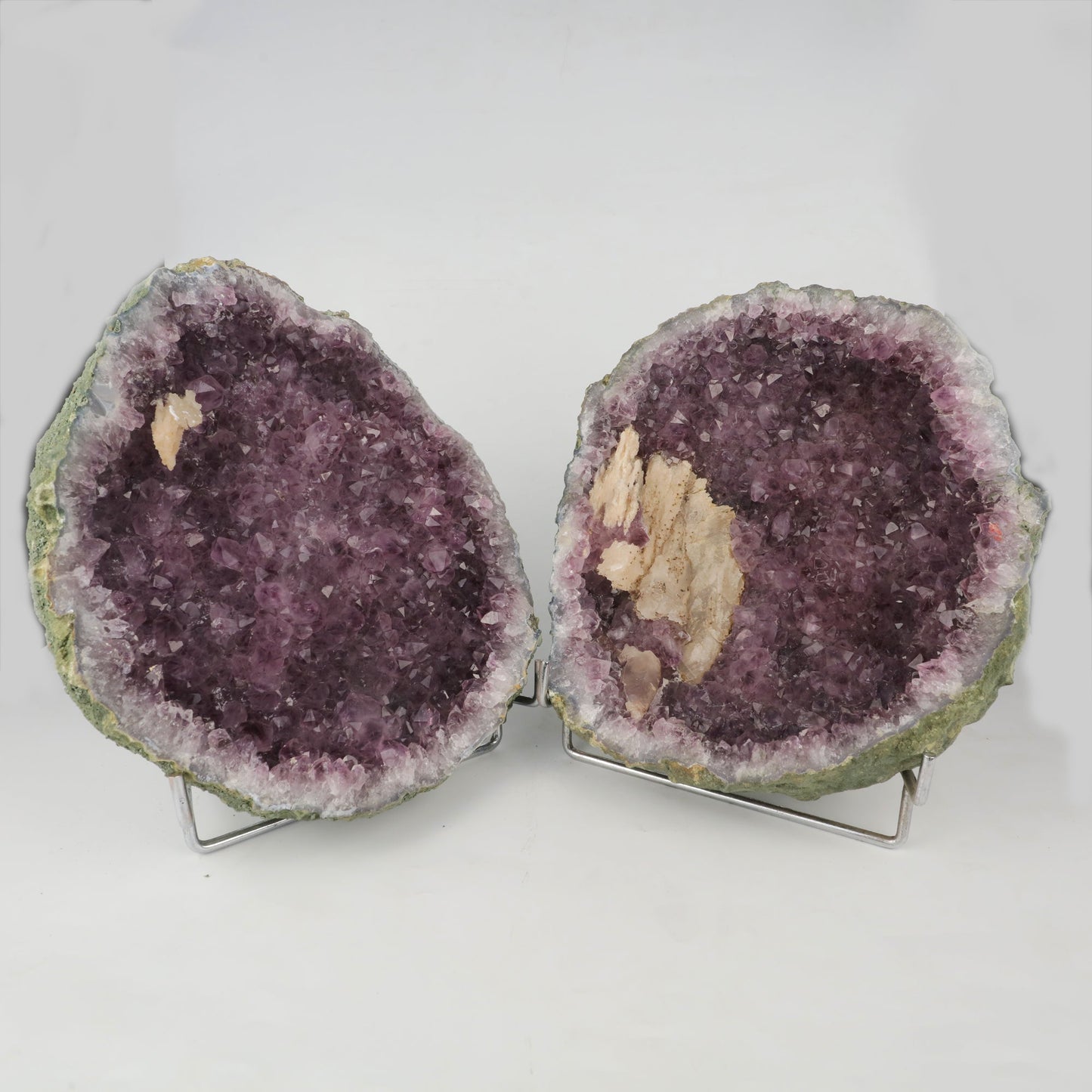 Amethyst Sprakling Crystals with Calcite Geode in two Halfs Natural Mineral Specimen # B 5801 Amethyst Superb Minerals 