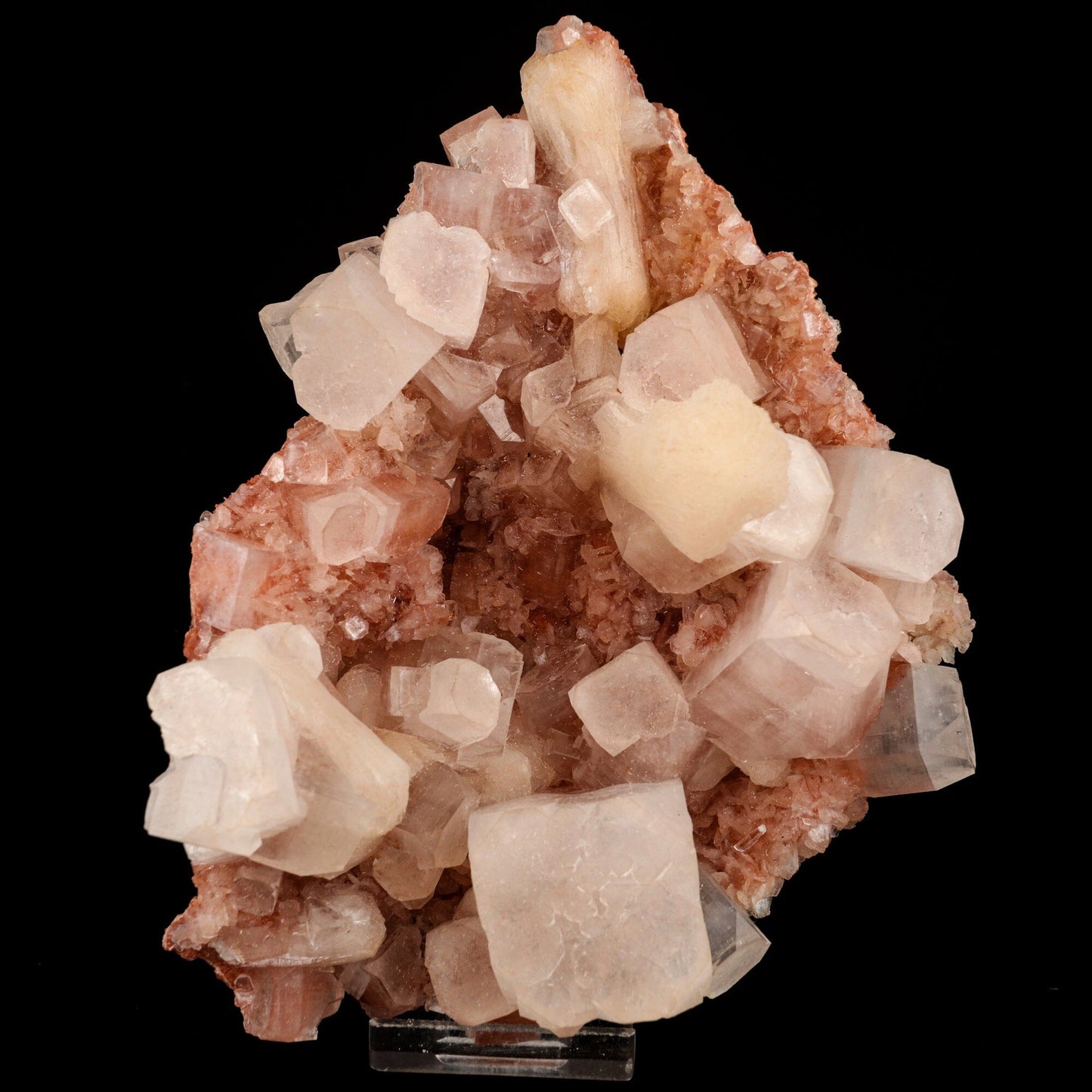 Apophyllite Cube with pink Stilbite Natural Mineral Specimen # B 6572 Apophyllite Superb Minerals