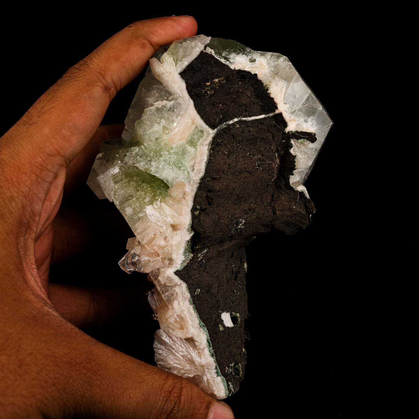 Apophyllite green cube with Stilbite Natural Mineral Specimen # B 5890 Apophyllite Superb Minerals