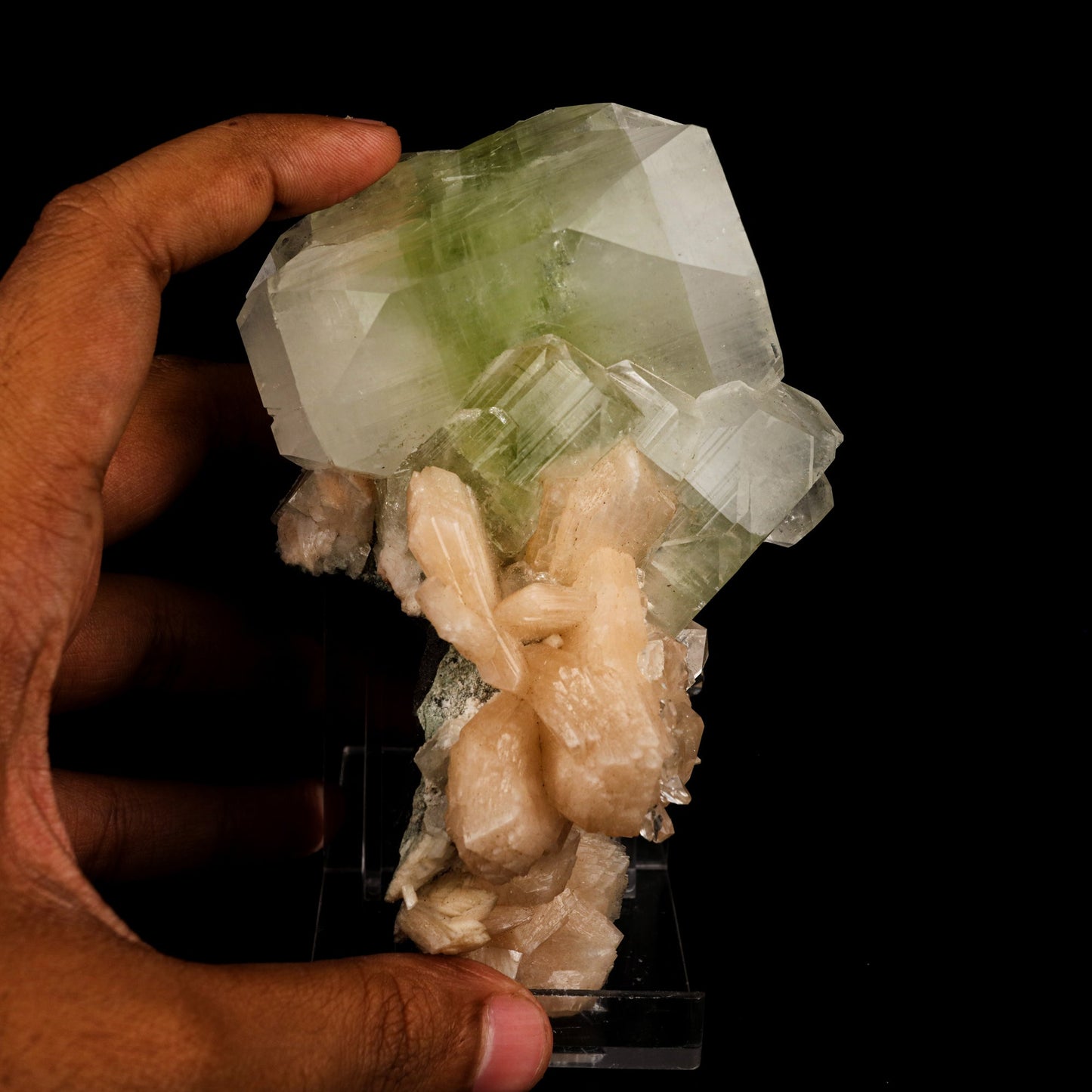 Apophyllite green cube with Stilbite Natural Mineral Specimen # B 5890 Apophyllite Superb Minerals