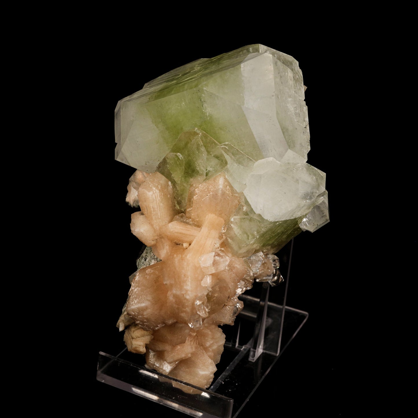 Apophyllite green cube with Stilbite Natural Mineral Specimen # B 5890 Apophyllite Superb Minerals