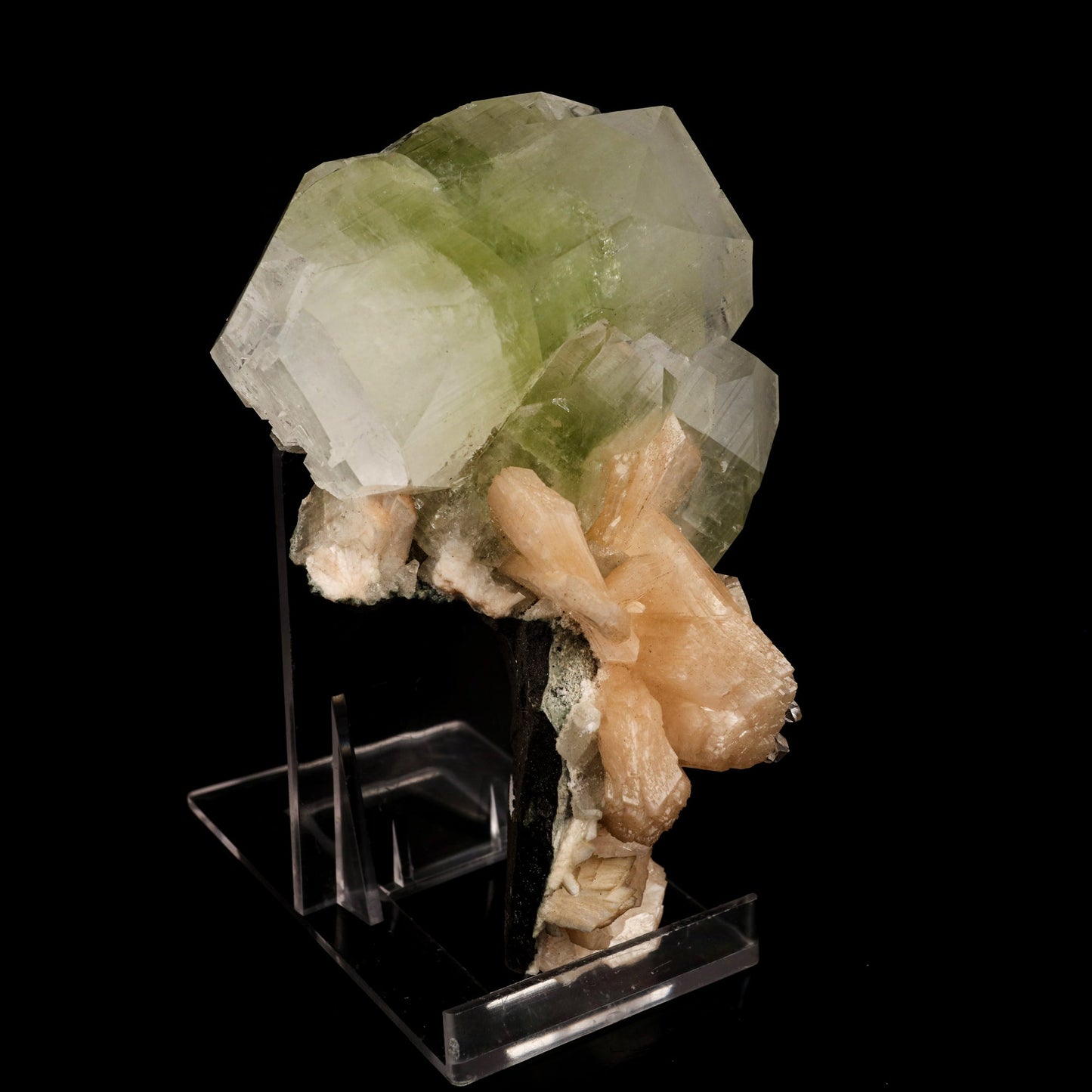 Apophyllite green cube with Stilbite Natural Mineral Specimen # B 5890 Apophyllite Superb Minerals