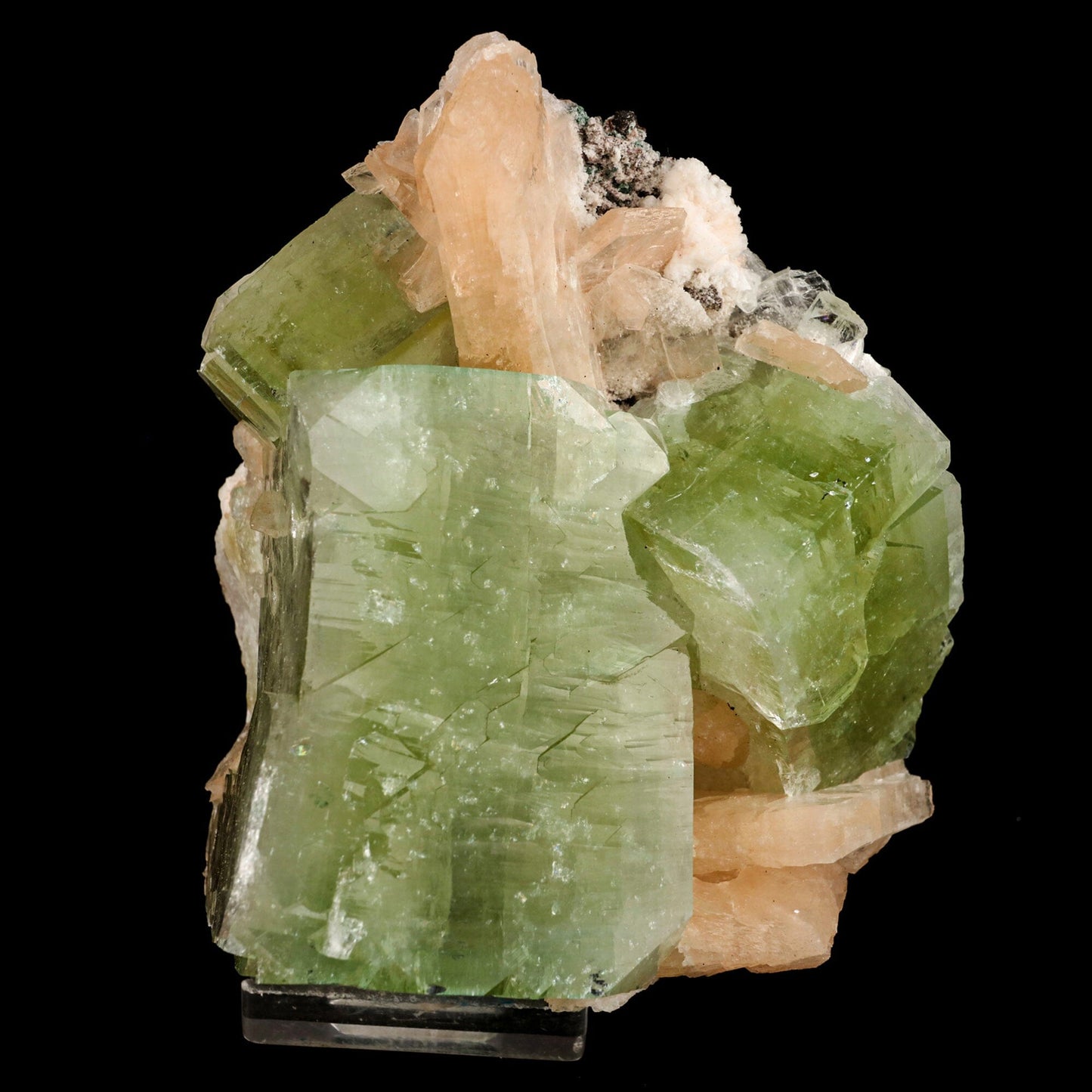 Apophyllite green cube with Stilbite Natural Mineral Specimen # B 6506 Cavansite Superb Minerals