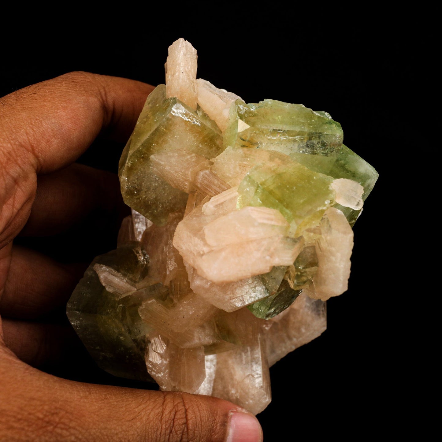 Apophyllite green cube with Stilbite Natural Mineral Specimen # B 6516 Apophyllite Superb Minerals
