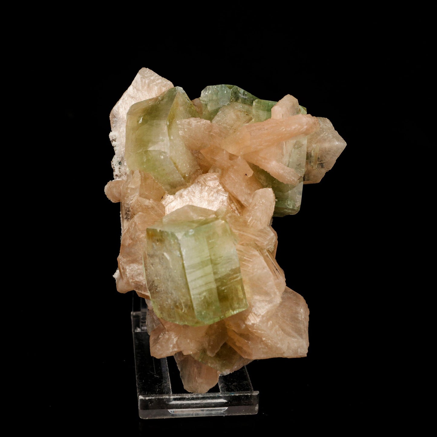 Apophyllite green cube with Stilbite Natural Mineral Specimen # B 6516 Apophyllite Superb Minerals