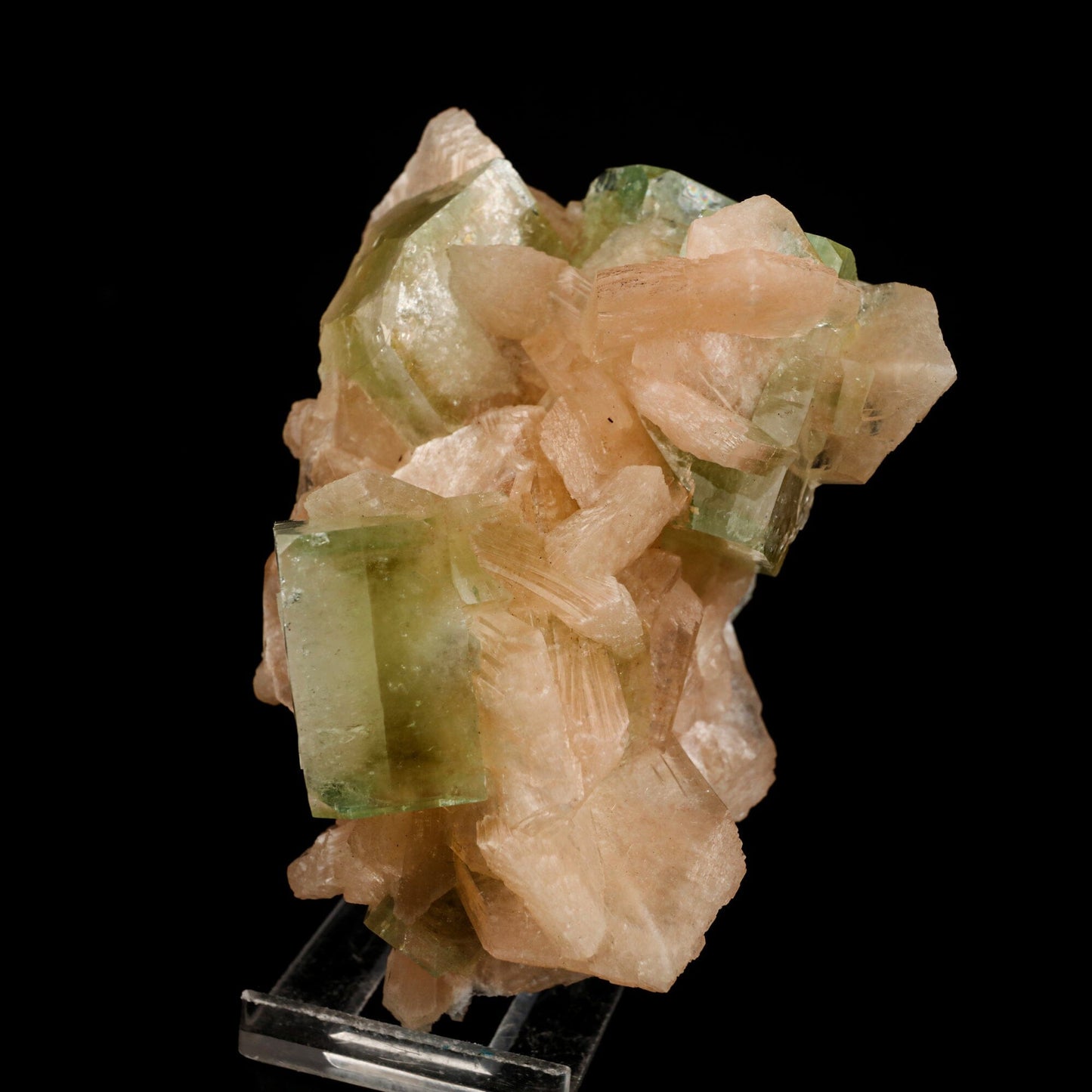 Apophyllite green cube with Stilbite Natural Mineral Specimen # B 6516 Apophyllite Superb Minerals