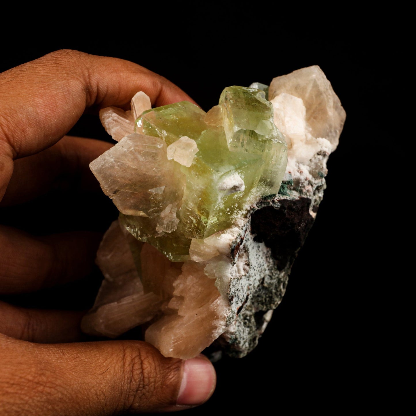 Apophyllite green cube with Stilbite Natural Mineral Specimen # B 6516 Apophyllite Superb Minerals