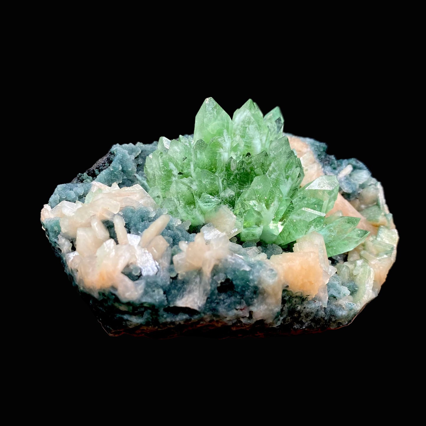 Apophyllite Green Flower on Chalcedony Natural Mineral Specimen # DK180 Apophyllite Superb Minerals
