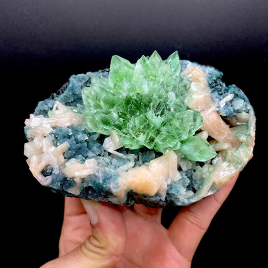 Apophyllite Green Flower on Chalcedony Natural Mineral Specimen # DK180 Apophyllite Superb Minerals 
