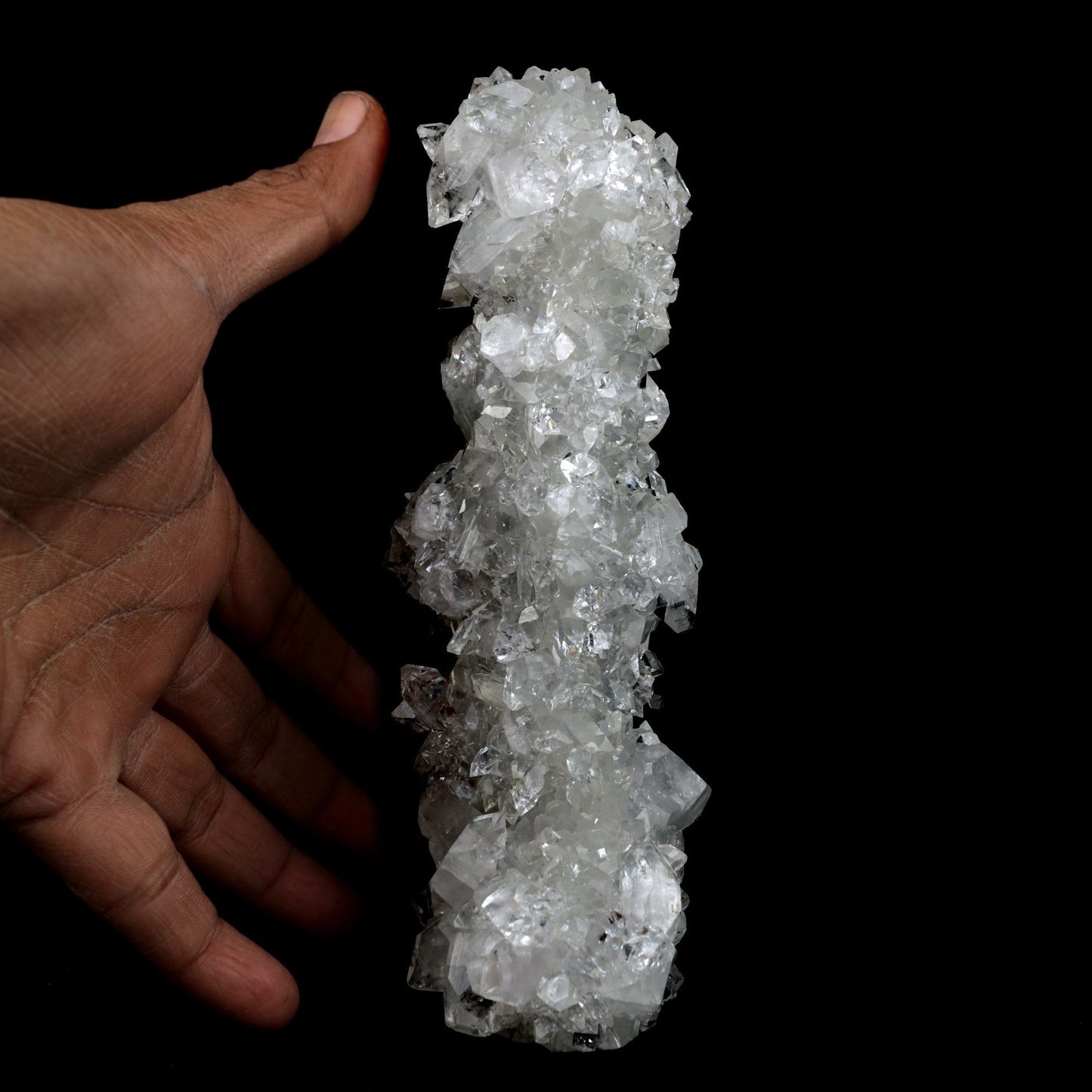 Apophyllite Sparkling Crystal Stalactite Natural Mineral Specimen # B … https://www.superbminerals.us/products/apophyllite-sparkling-crystal-stalactite-natural-mineral-specimen-b-3913 FeaturesA splendid white, microcrystalline Apophyllite underground rock formation mostly covered with a glistening layer of Apophyllite crystals. The mix and differentiation alongside the radiance, shading and crystal development is remarkable. A striking and tasteful piece in superb condition.