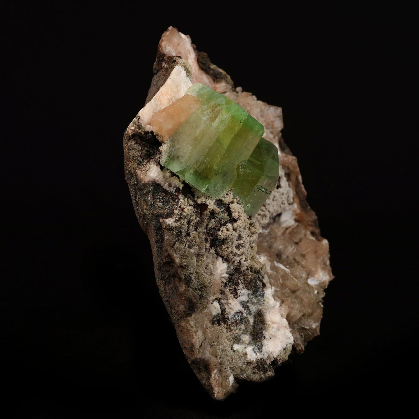 Bi-colored Fluorapophyllite and Stilbite Natural Mineral Specimen # B… https://www.superbminerals.us/products/bi-colored-fluorapophyllite-and-stilbite-natural-mineral-specimen-b-5084 Features: A striking, large blocky, color-zoned apophyllite crystal aesthetically flanked by similar smaller crystals dramatically highlights this impressive large mounded combination from recent finds in Jalgaon. The glassy, translucent tetragonal apophyllites have rich mint-green centers and colorless terminations