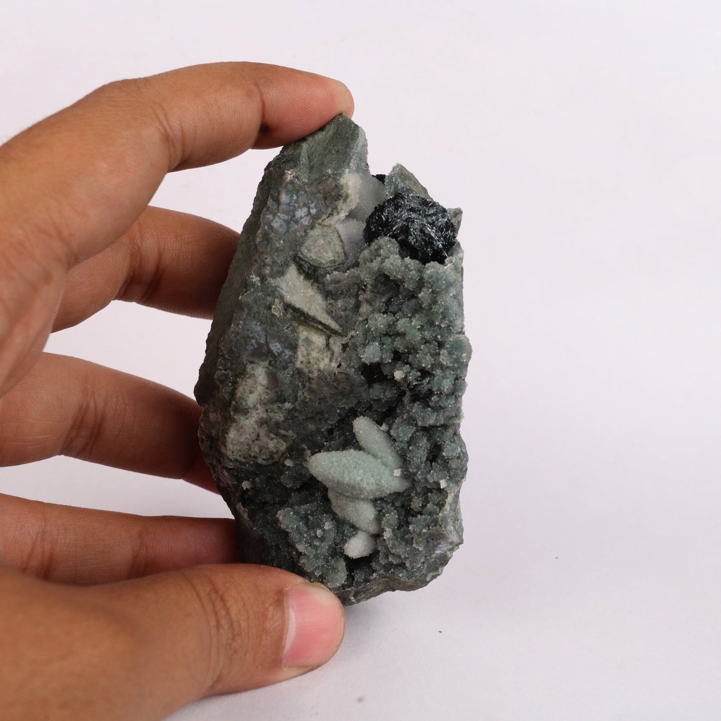 Botryoidal Babingtonite & Coated Calcite with Chalcedony Natural Mineral Specimen # B 6675 Babingtonite Superb Minerals