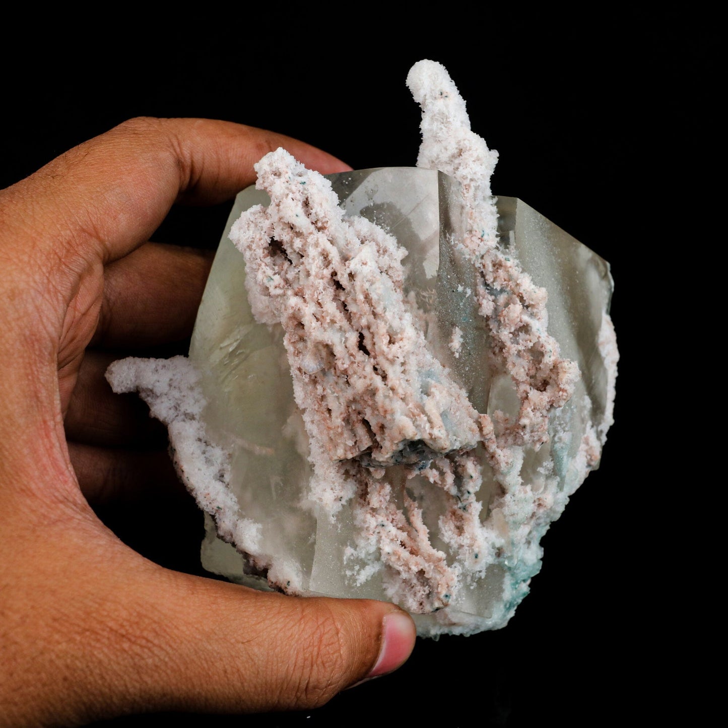 Calcite Cube with Chalcedony Corals Natural Mineral Specimen # B 6481 Calcite Superb Minerals