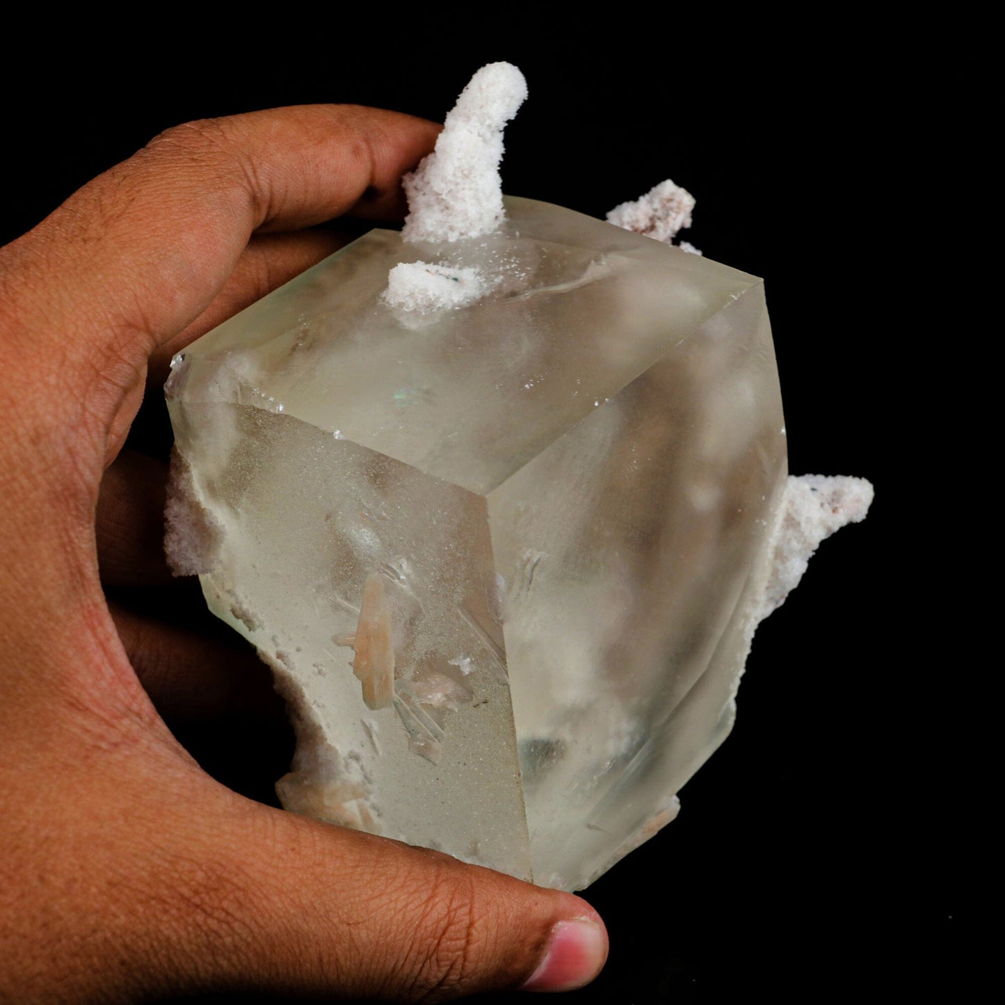 Calcite Cube with Chalcedony Corals Natural Mineral Specimen # B 6481 Calcite Superb Minerals